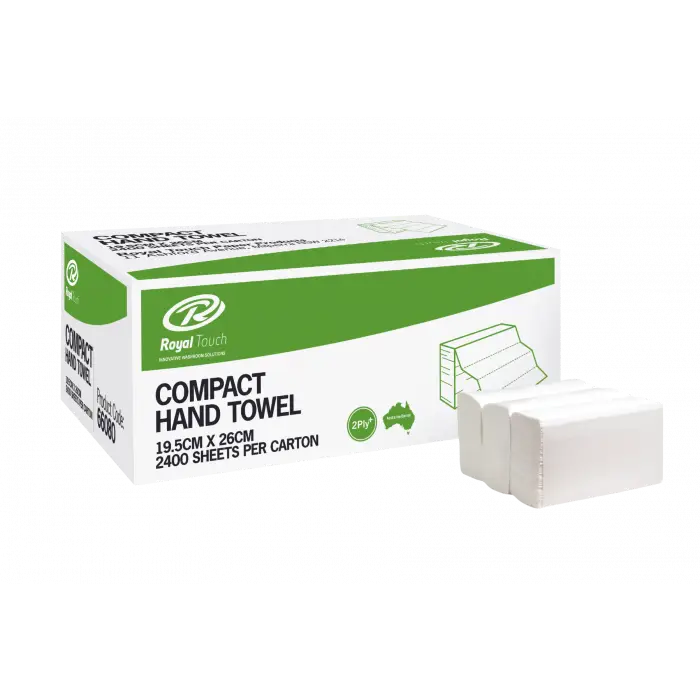 Towel Compact Interleaved (19.5cmx26cm) 16 Sleeves 150 Pack 2400 Sheet Carton