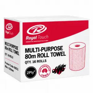 Roll Towel 80 Metre 16 Rolls 2 PLY Perforated 400 Sheets Per Roll